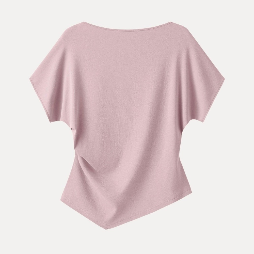 OGL Millennial Pink Cotton Lyocell Boatneck Angled Summer Tee M